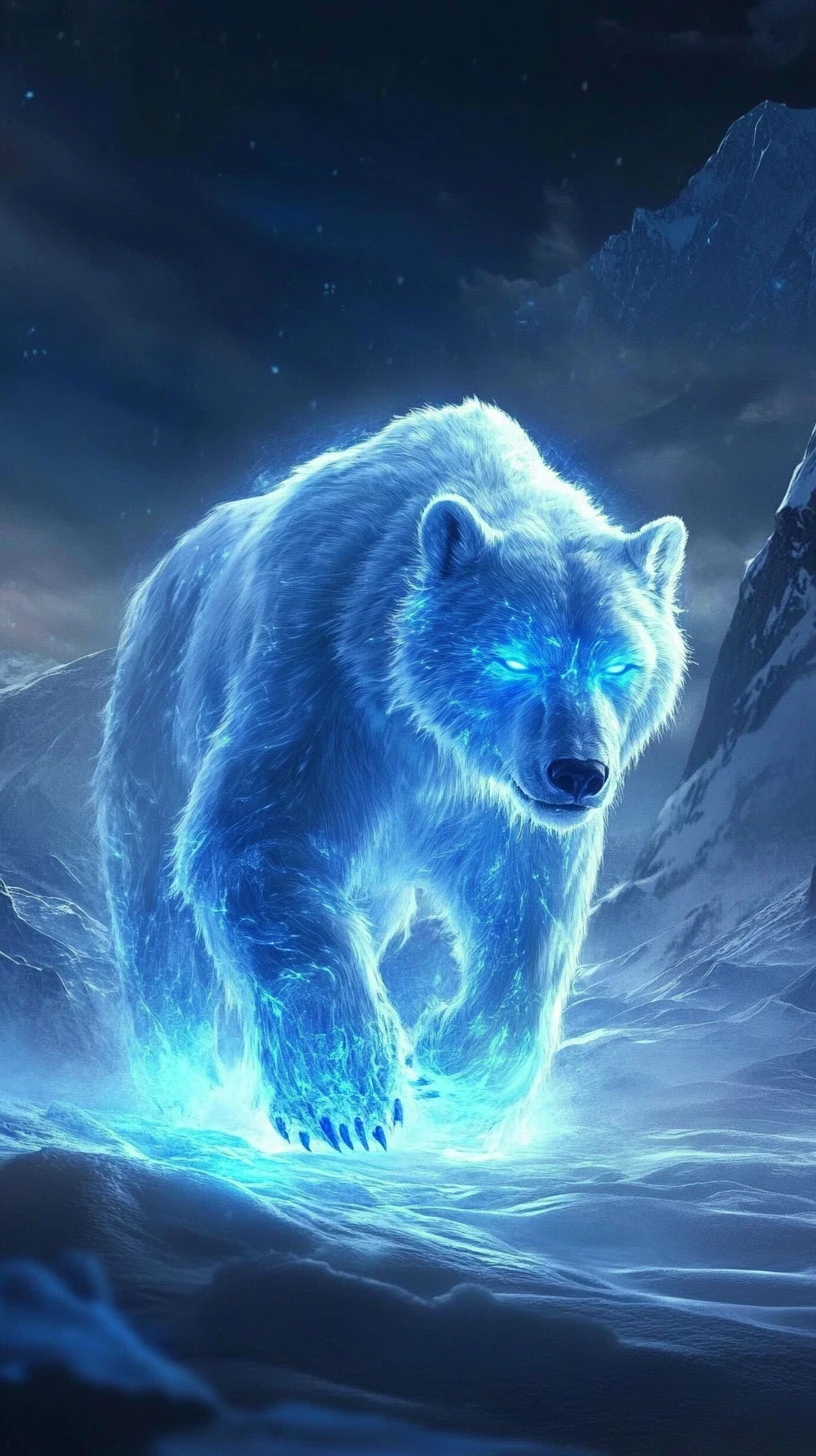 Urso-polar de gelo brilhante em paisagem ártica escura
