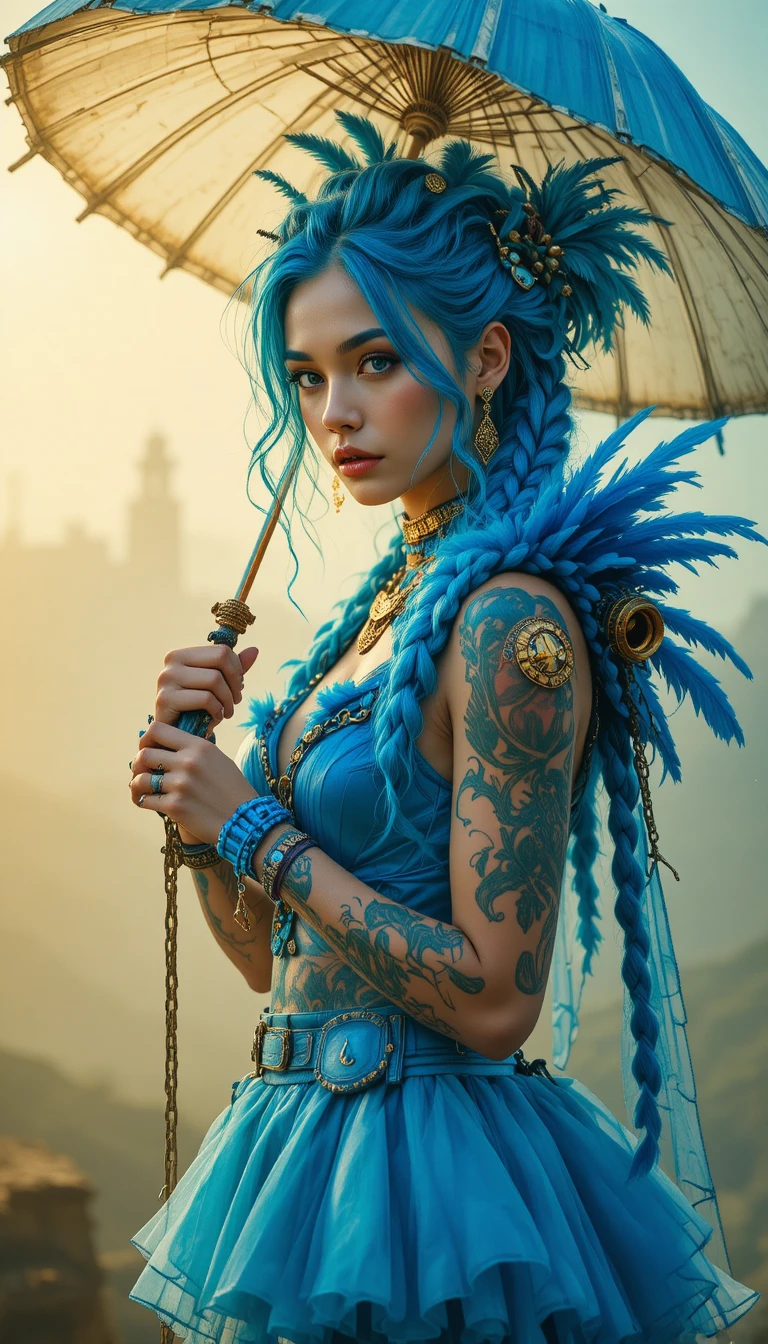 Young punk woman in a tilted candid street style shot