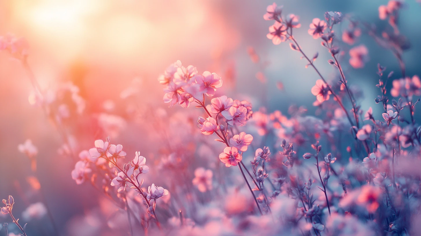 Flor mística rosa dos sonhos em uma paisagem de fantasia