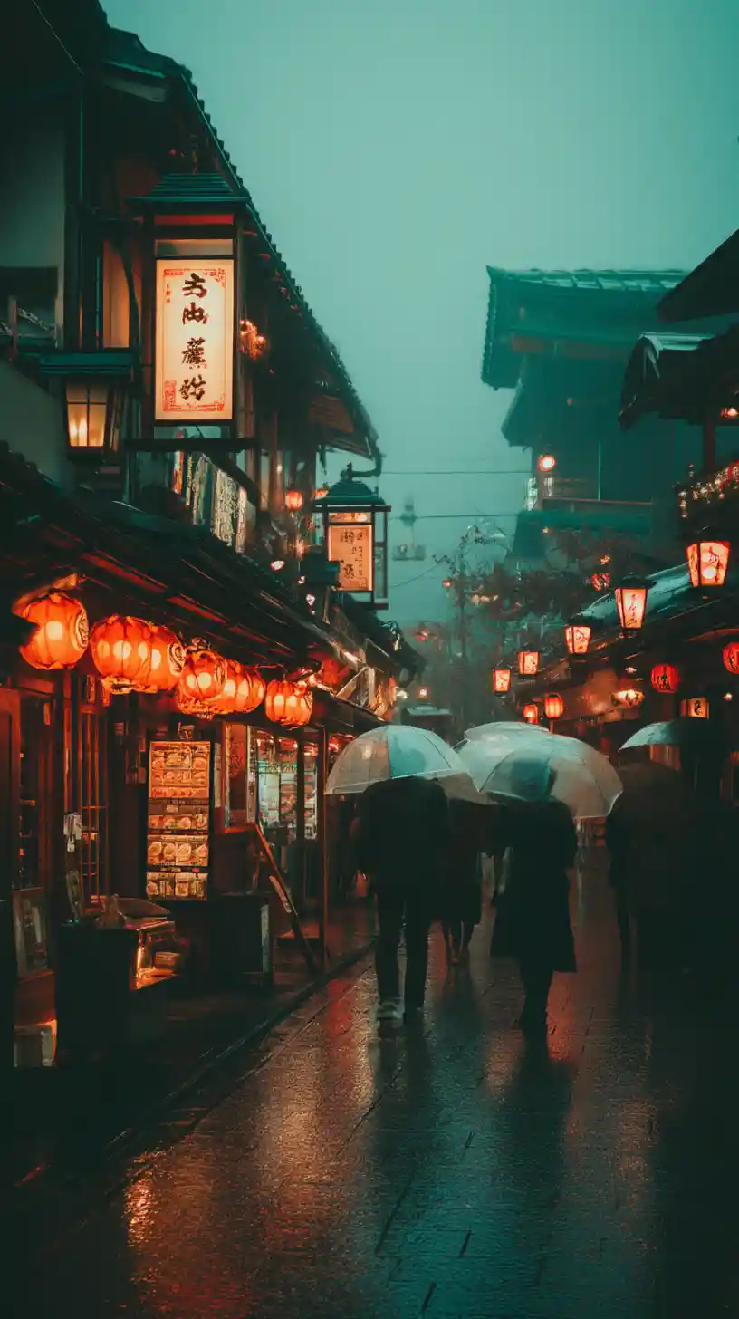 Futuristic misty street near sensoji in asakusa tokyo