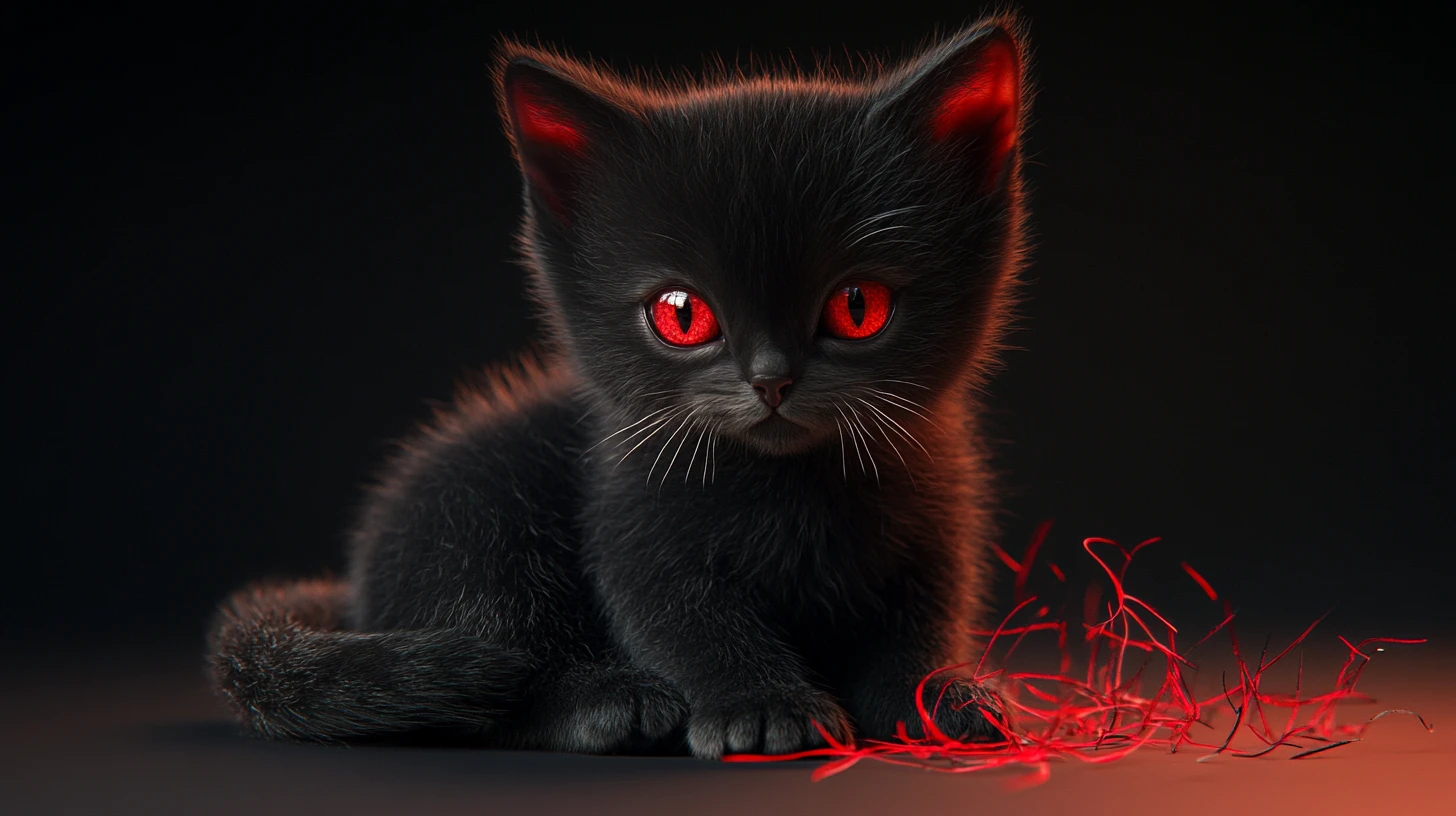 Schattenhafte schwarze Katze mit leuchtendem roten Neon-Randlicht