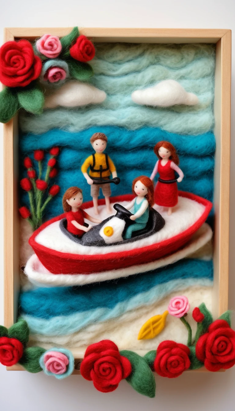 Família feltrada divertida velejando de barco na praia
