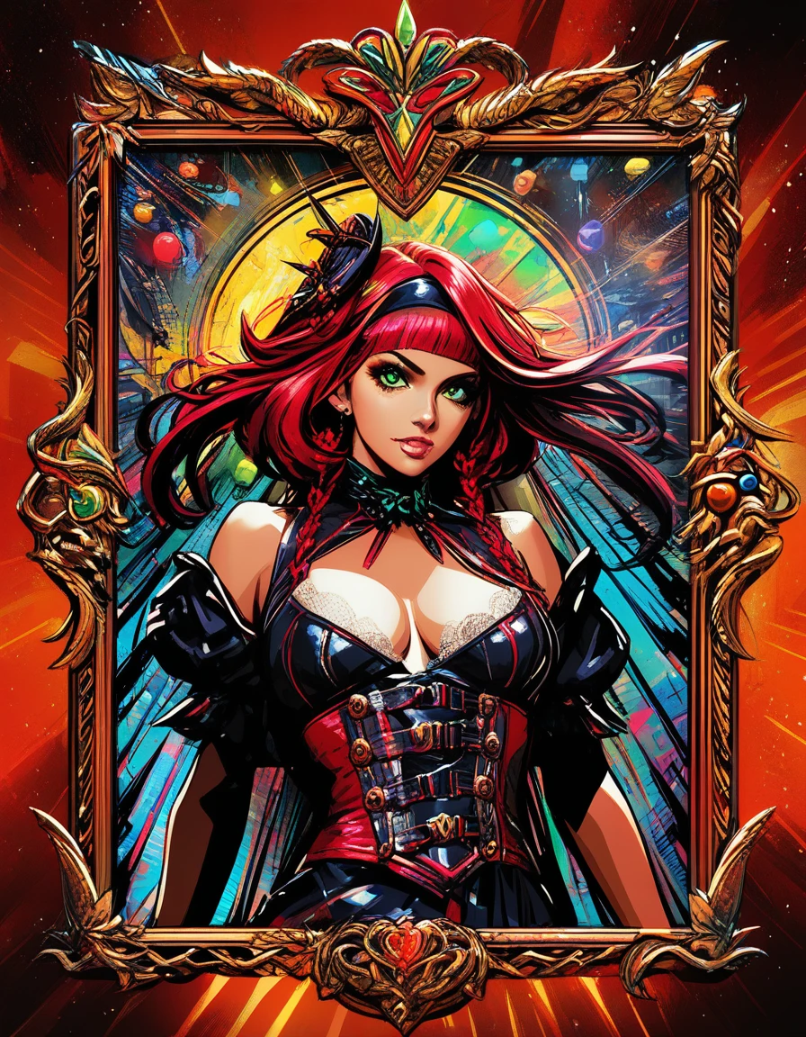 Valkyrie pin up warrior woman in black leather corset