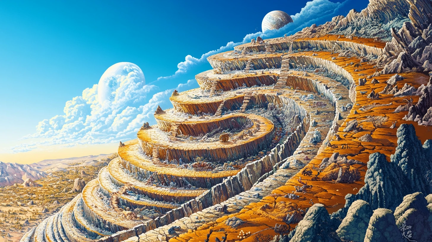 Illustration en spirale du temps géologique et de l’histoire ancienne de la Terre