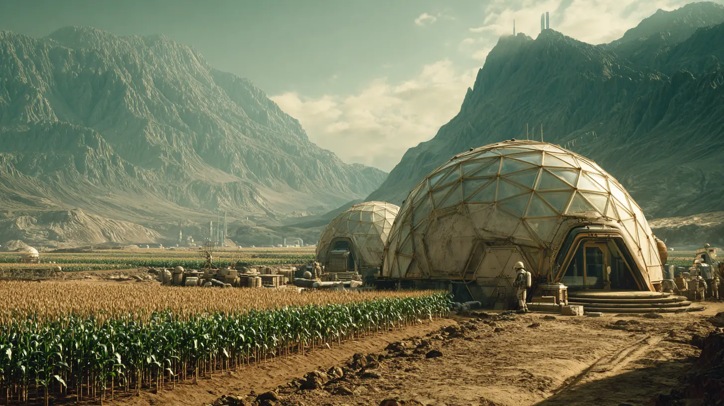 Futuristic greenhouse in a post apocalyptic wasteland hall