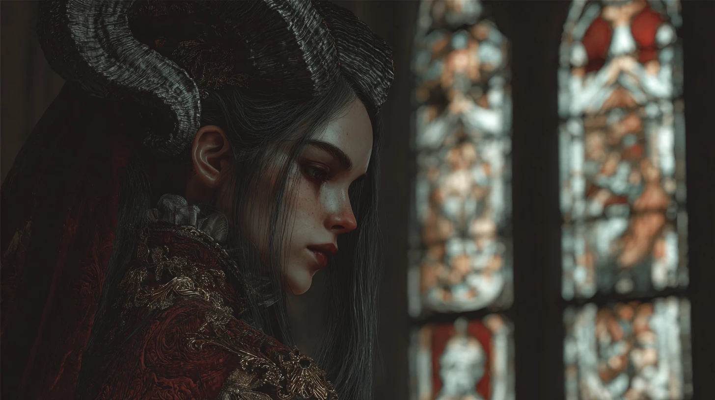 遠くの光を求める影の礼拝堂の悪魔の巫女