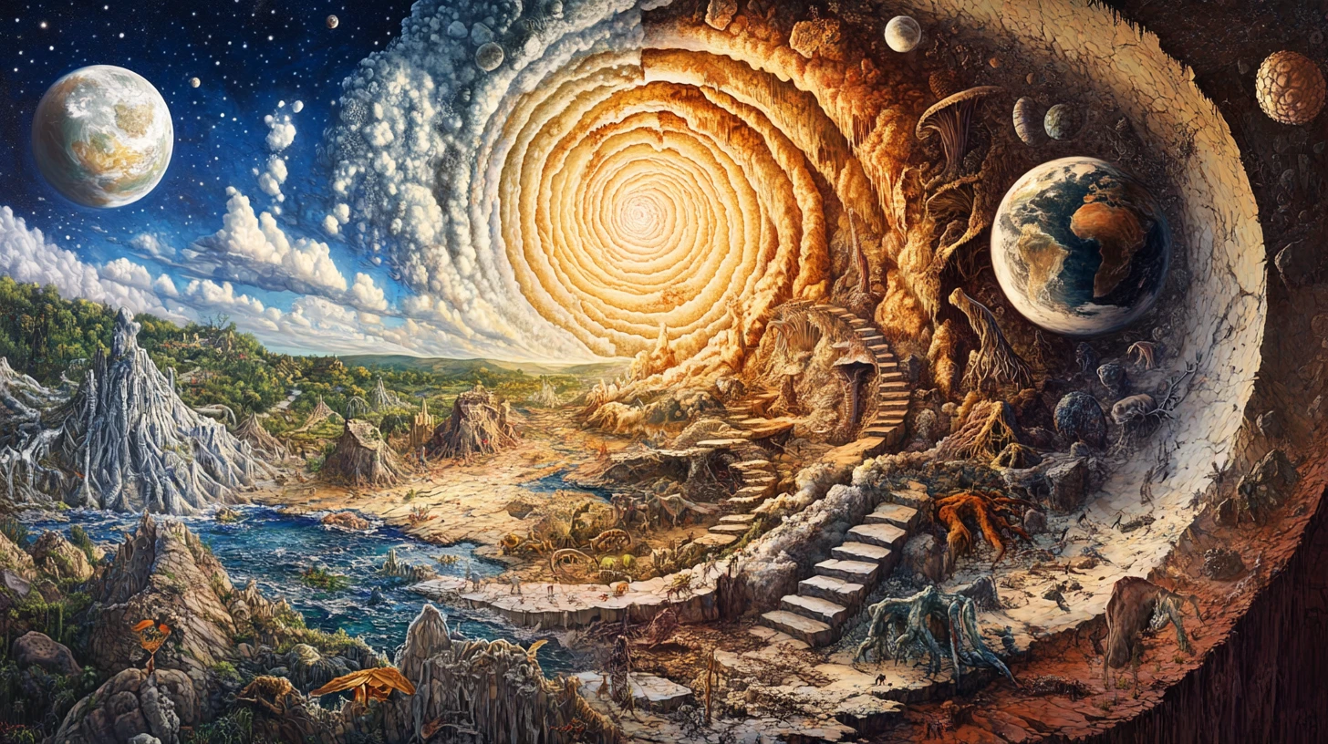 Illustration en spirale du temps géologique sur la Terre ancienne
