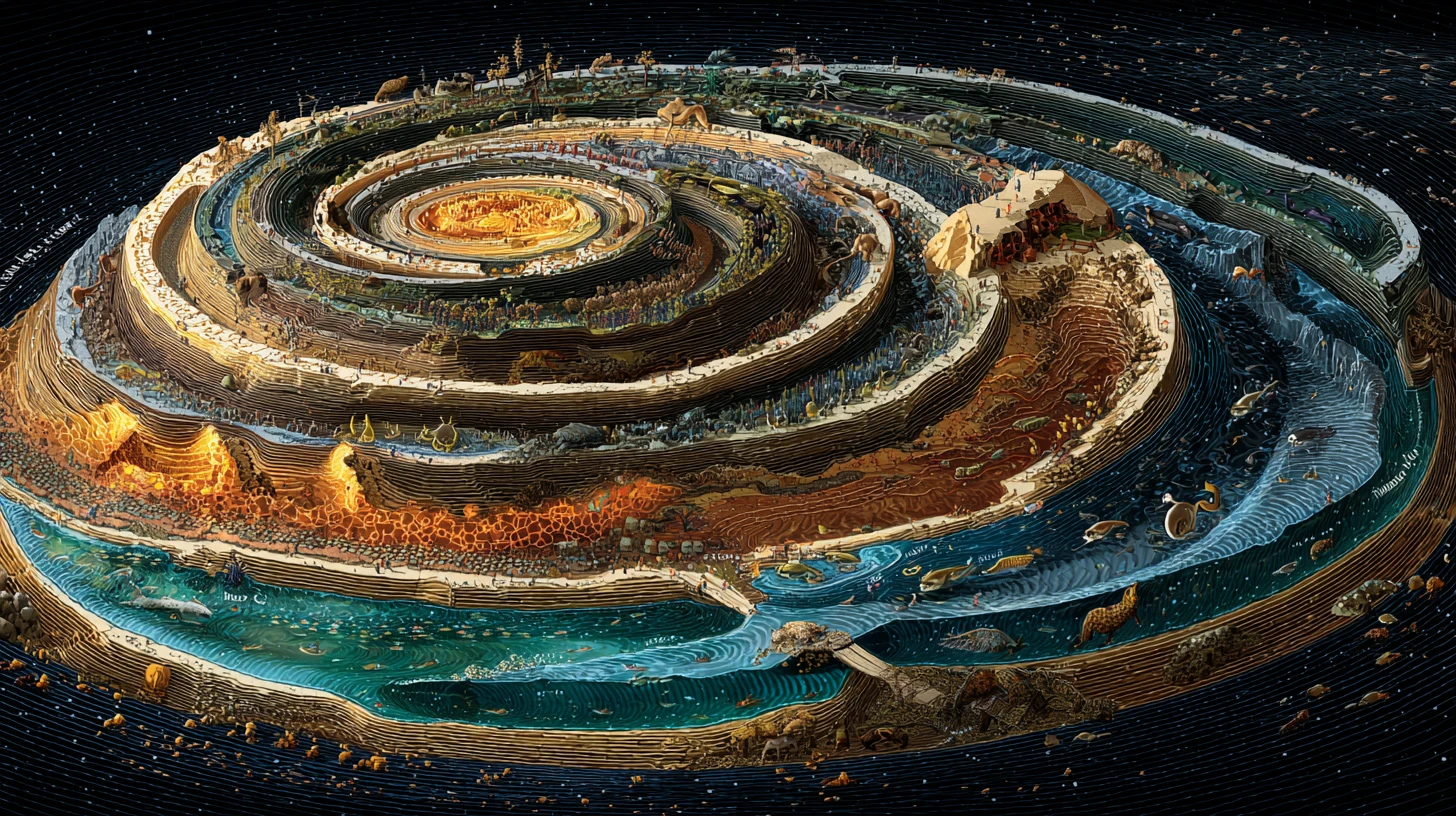 Diagramme en spirale coloré du temps géologique sur Terre