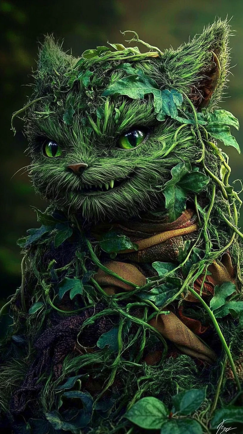 Créature de jungle fantastique et enjouée en couches de tissus organiques