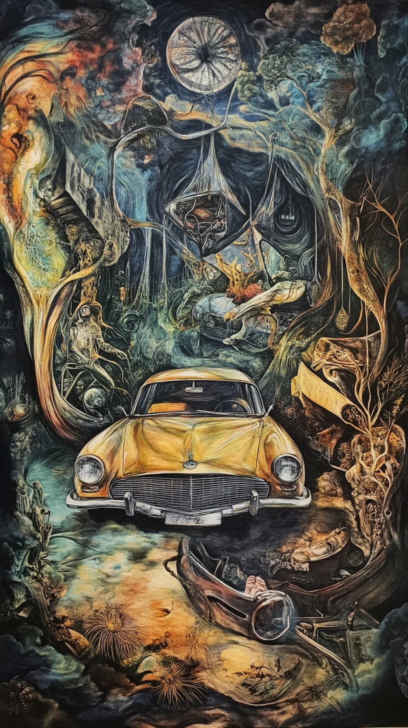 Carro de luxo acelerando em rua urbana deserta
