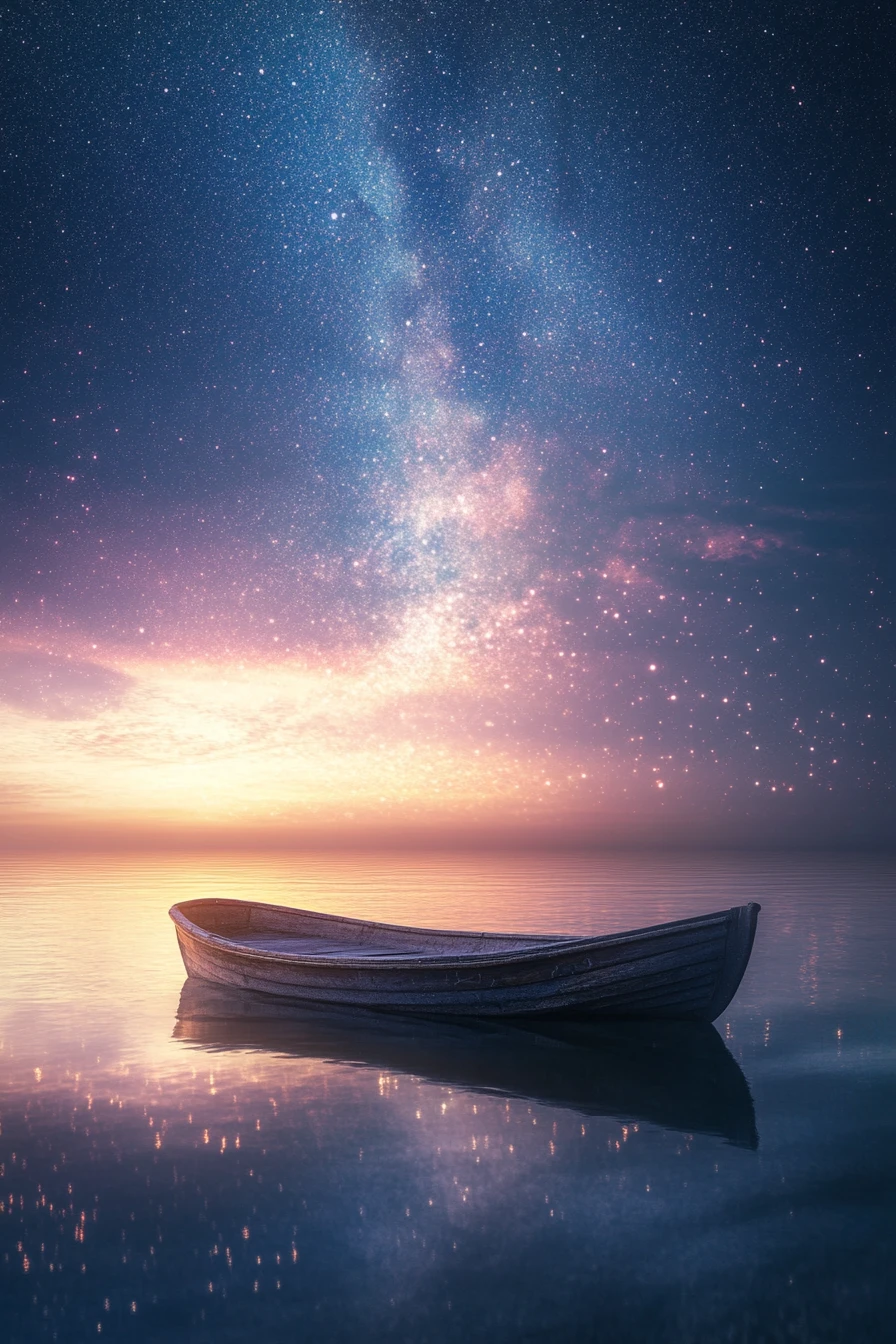 寧靜暮光飄蕩在浩瀚宇宙星空之上