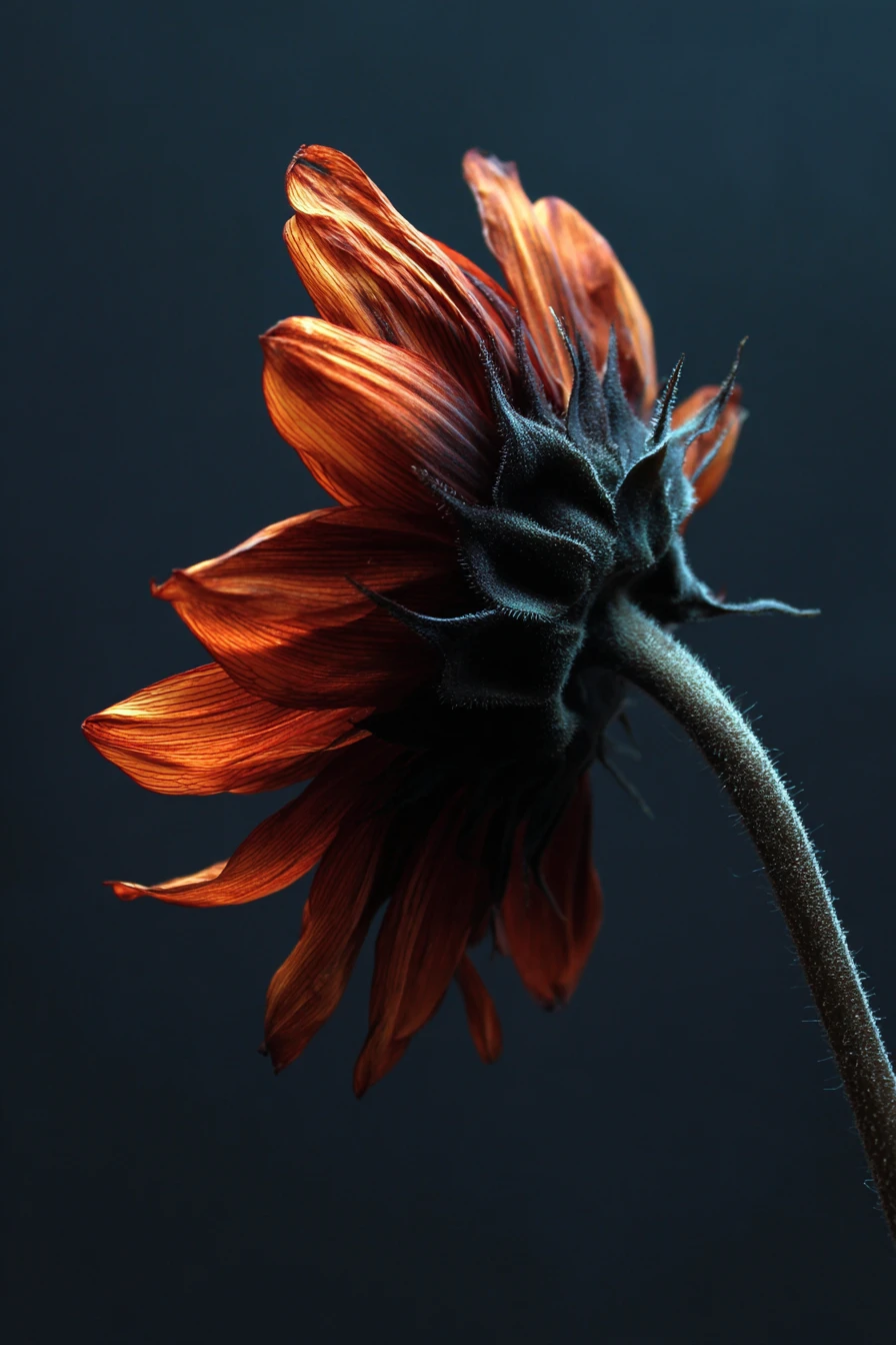 Fragile heart fading into darkness and rising fire