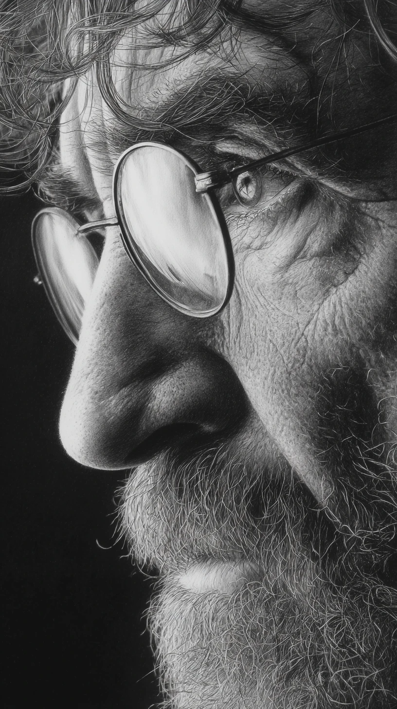 Retrato expressivo em lápis de close-up de um homem envelhecido