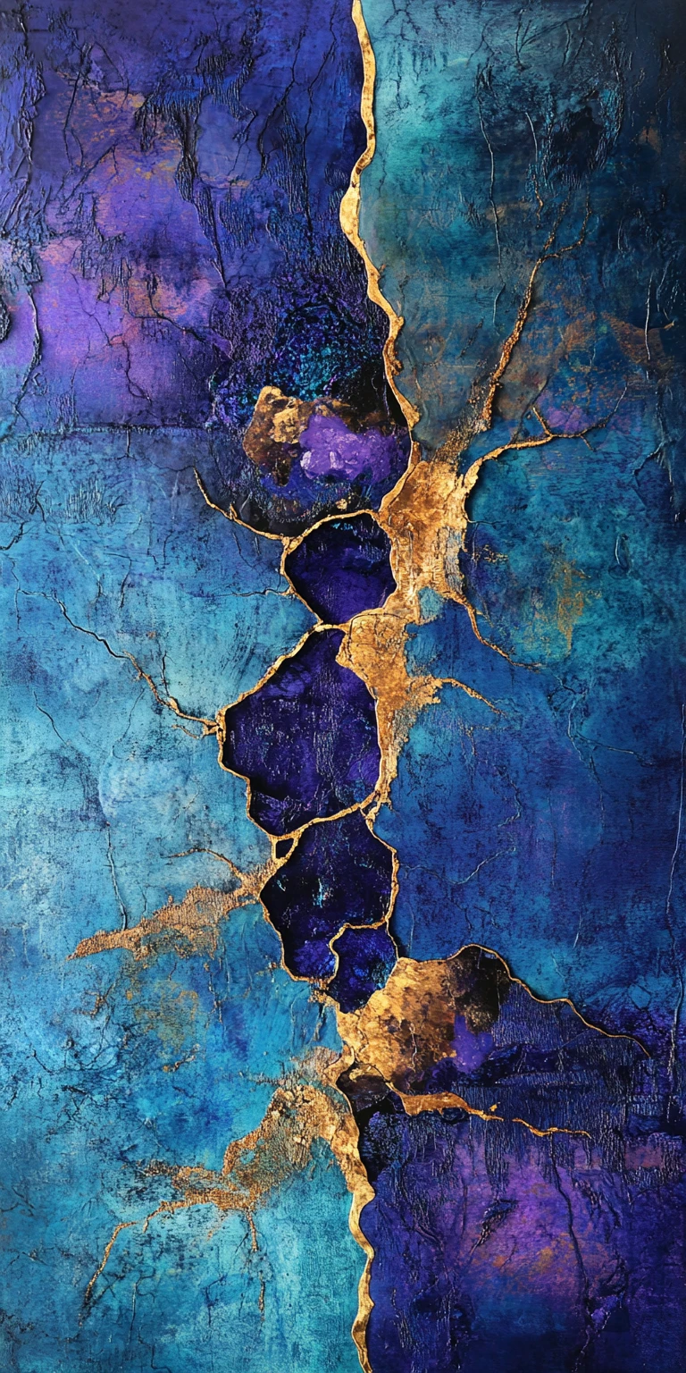 Amore astratto surreale ispirato al kintsugi nella foschia indaco