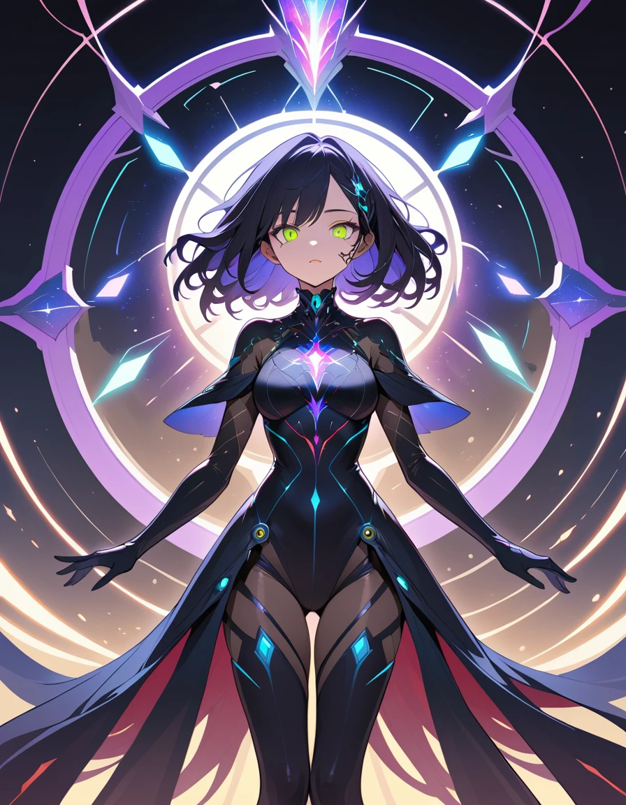 發光虛空邊緣的賽博女巫