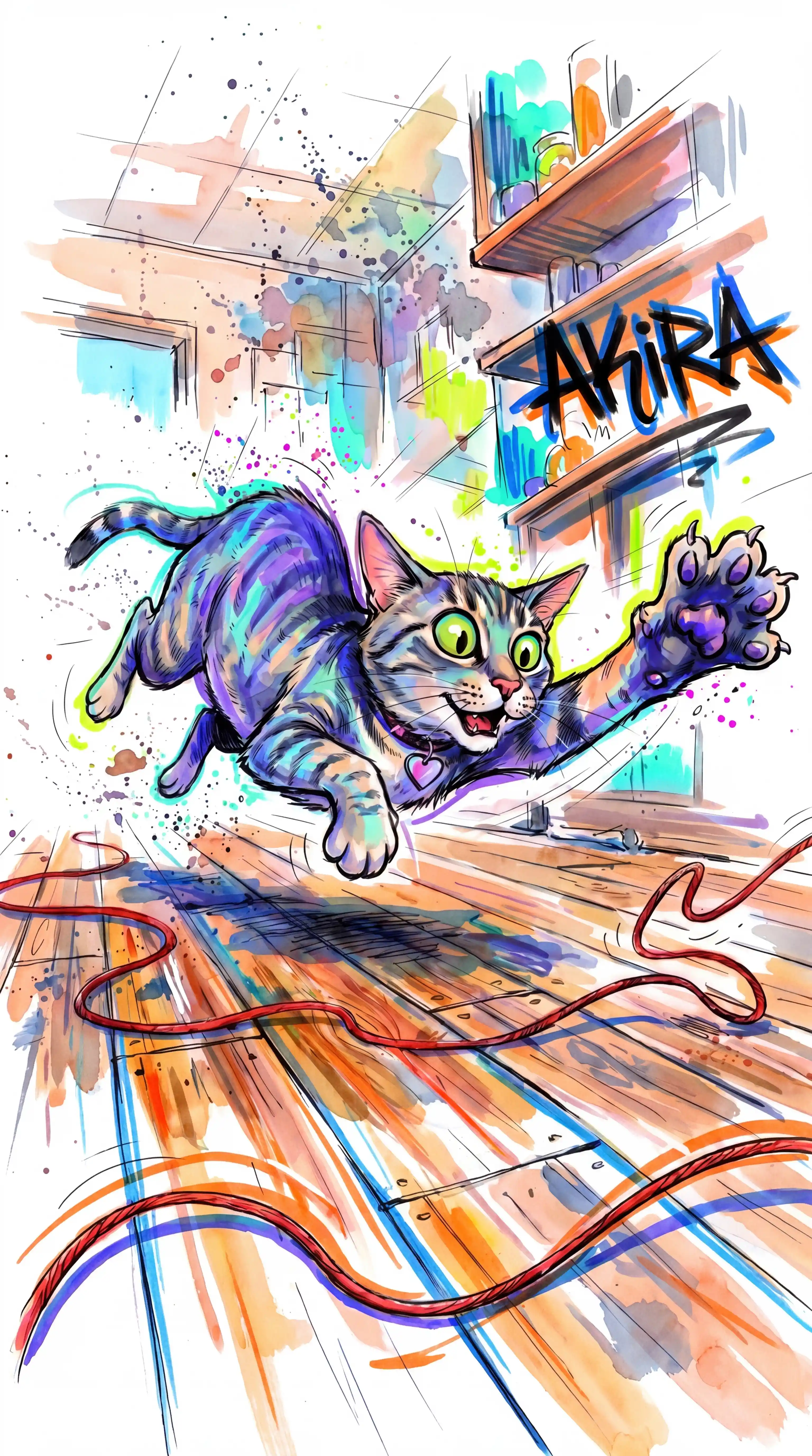 Ilustração dinâmica em fusão de graffiti com marcadores e traços amplos e ousados