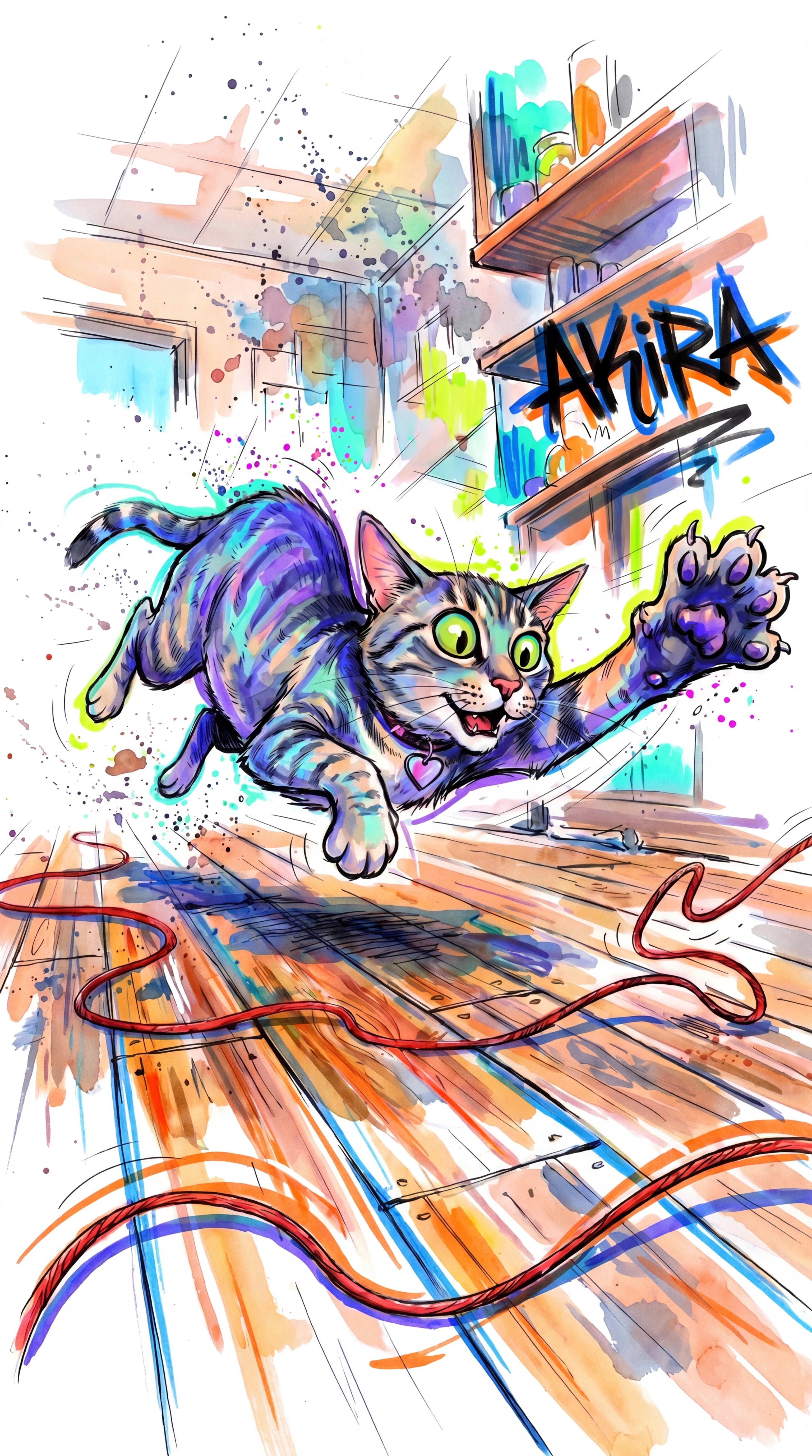 Ilustração dinâmica em fusão de graffiti com marcadores e traços amplos e ousados