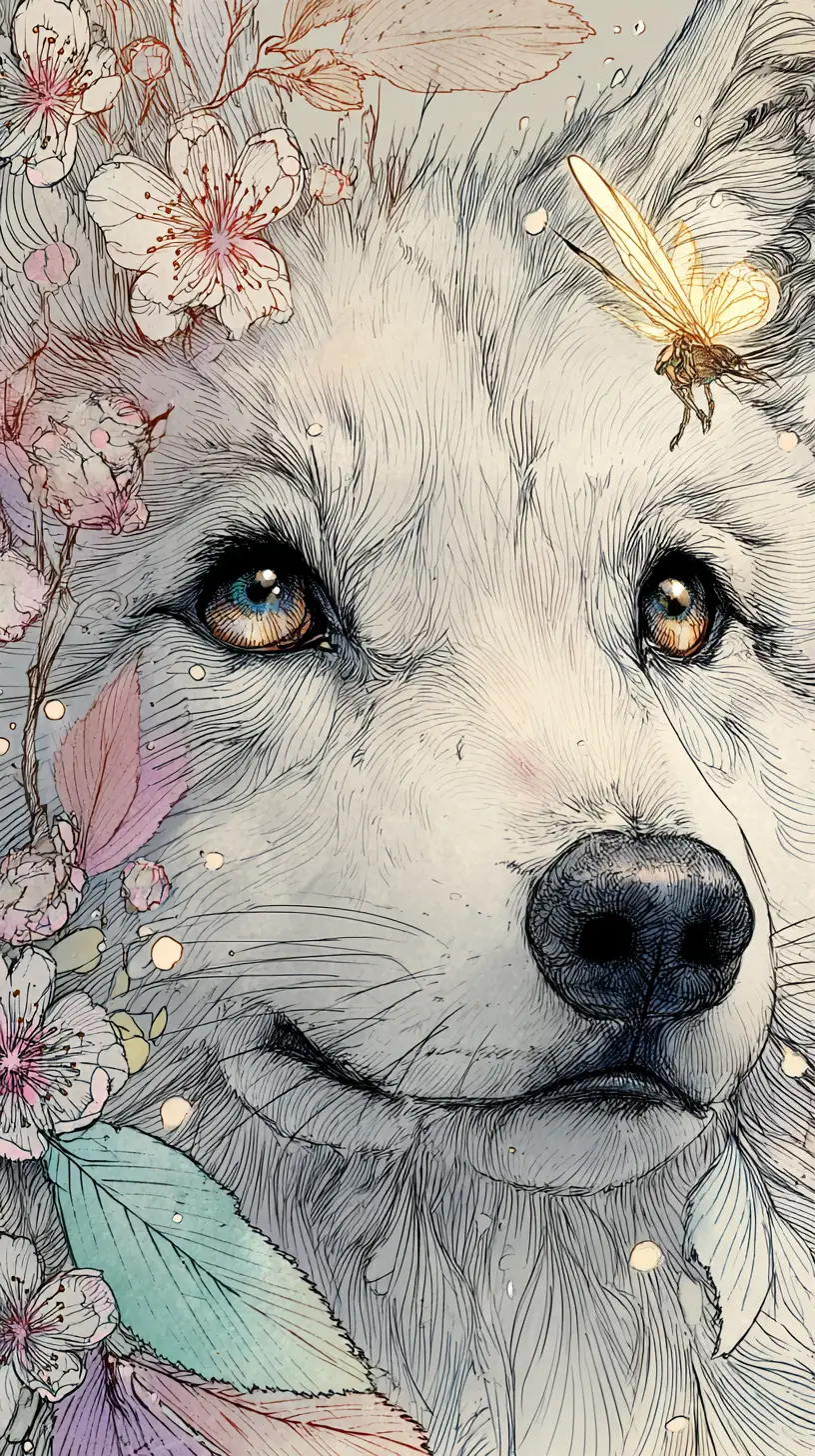 Portrait doux d’un bébé loup esprit dans les tons de forêt au printemps