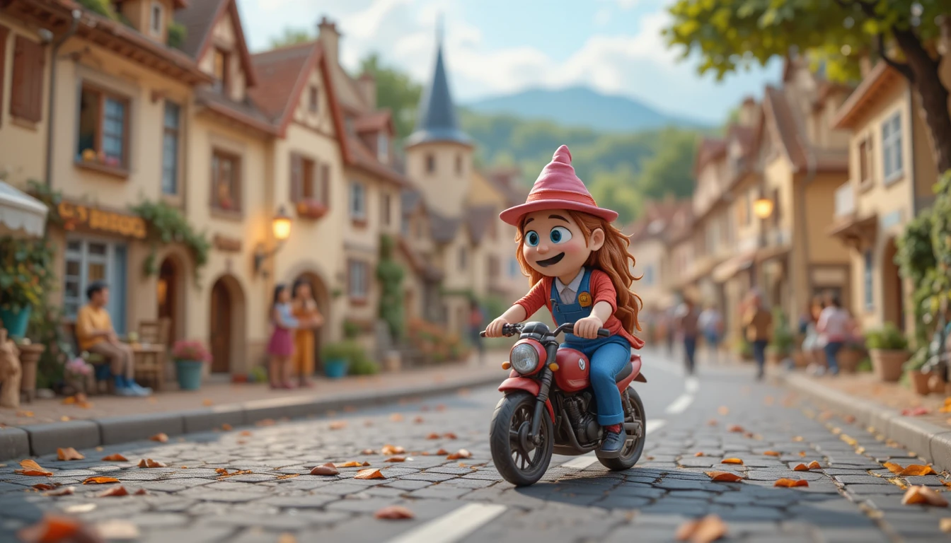 ピクサー風クレイの自転車レーサーがフランスの村を疾走