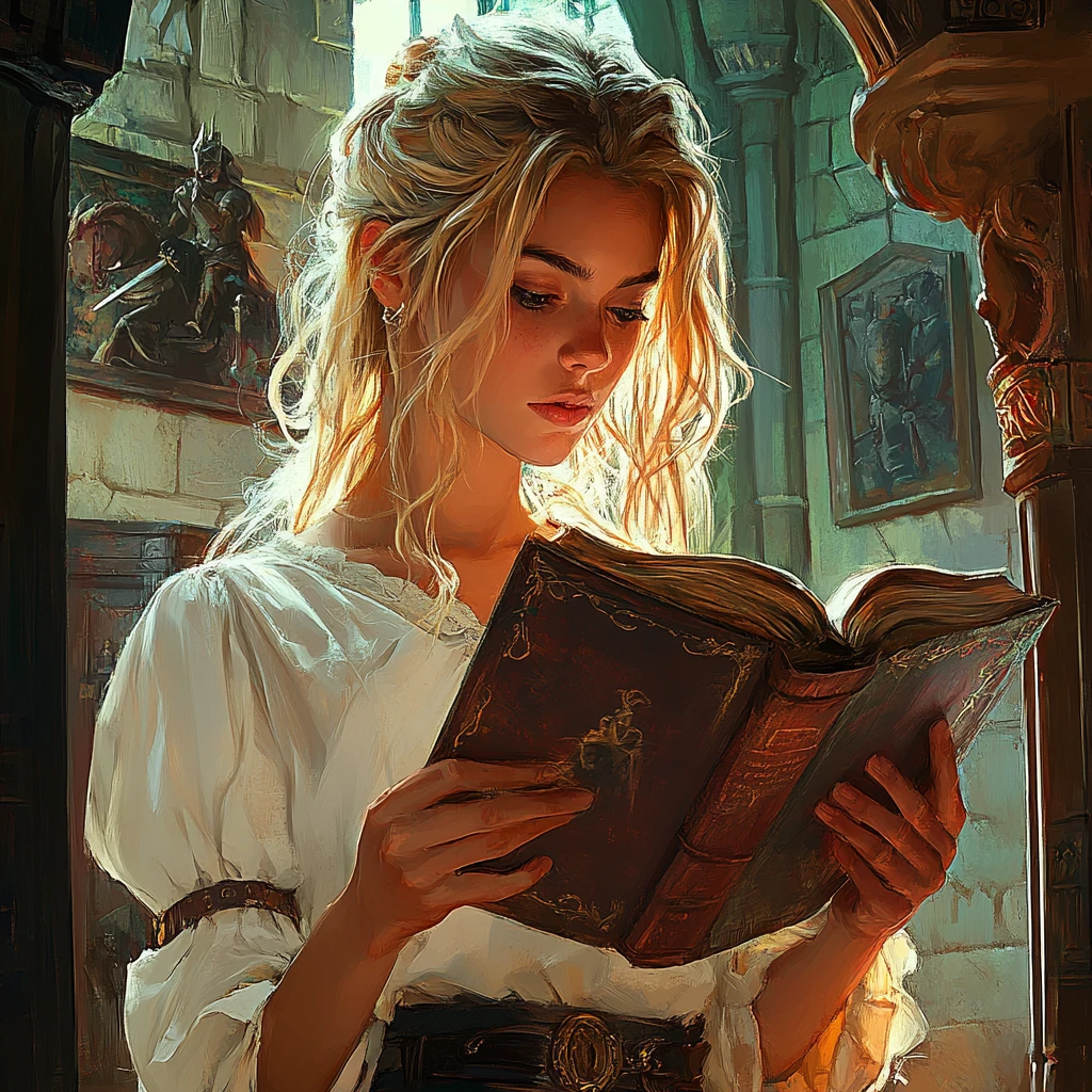 魔法の本を読む少女、現れる城とドラゴン