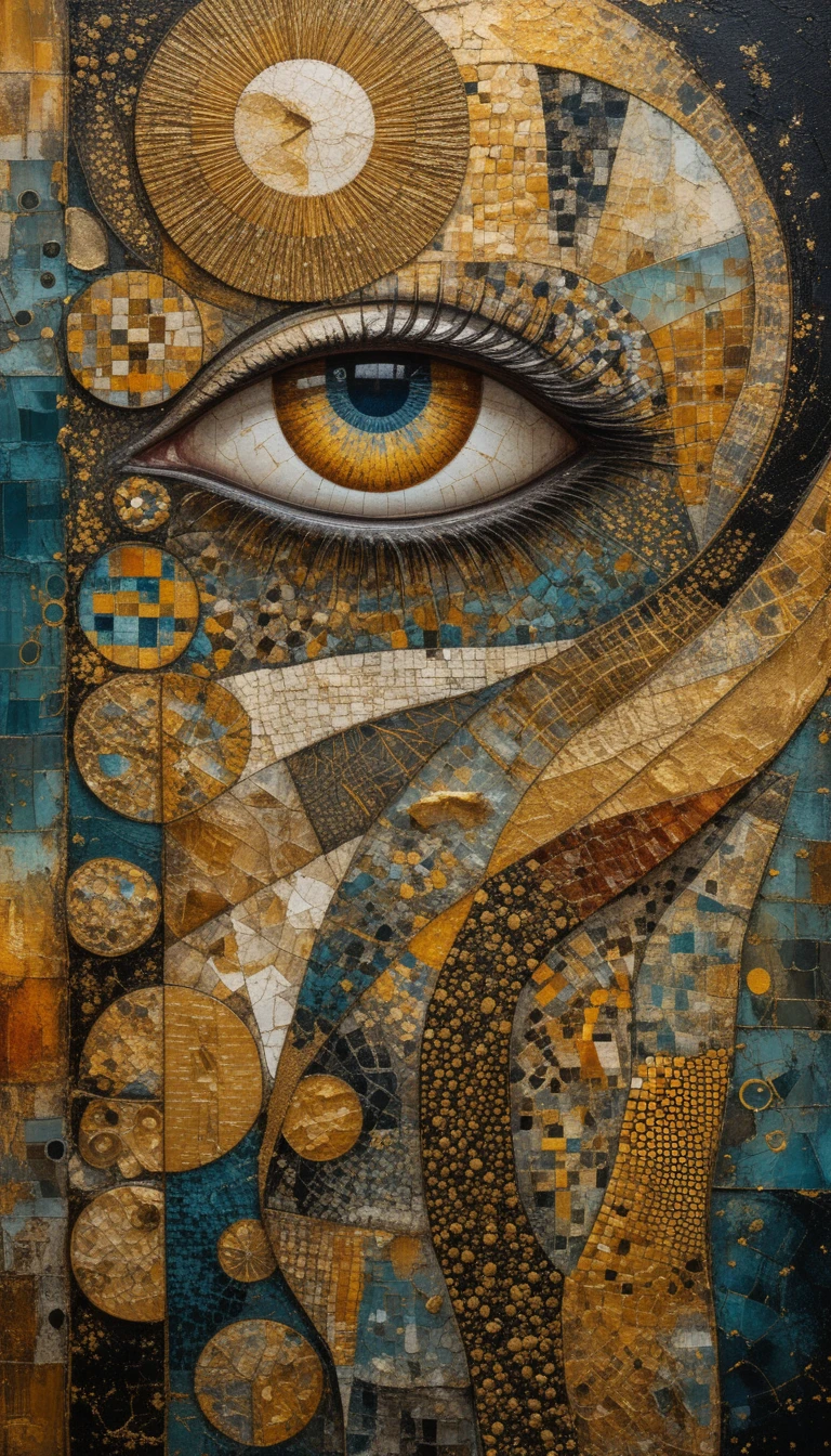中央に一つの目があるシュルレアルな抽象絵画