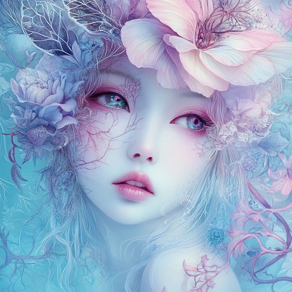 Ritratto etereo e romantico di una donna mistica – illustrazione