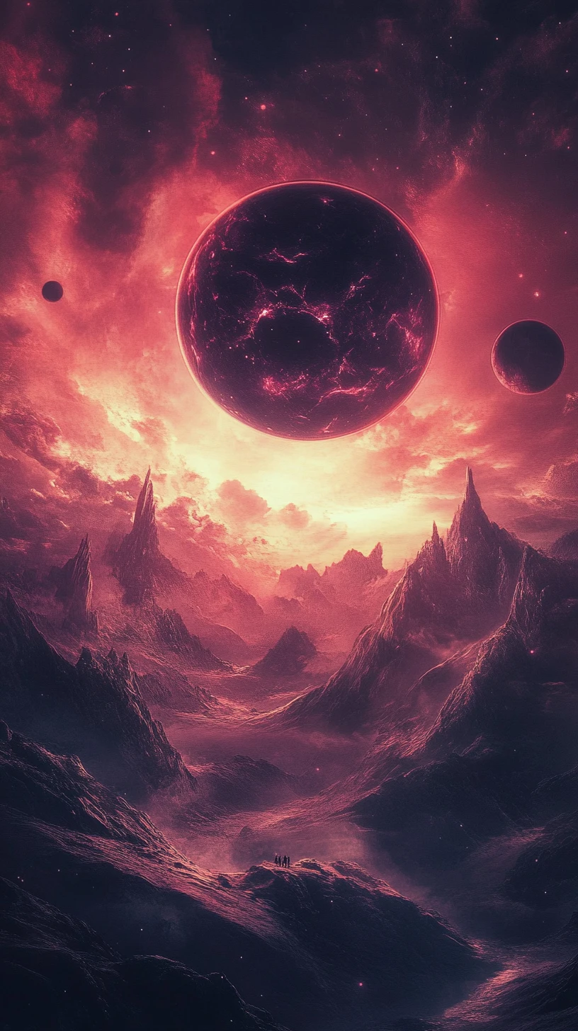 Abstract cosmic scene measuring distant planets by parallax