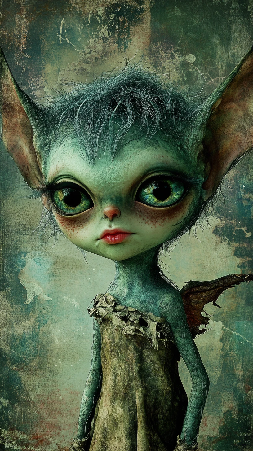 Gremlin Gótico Fantasioso em uma Floresta de Conto de Fadas Luxuriante