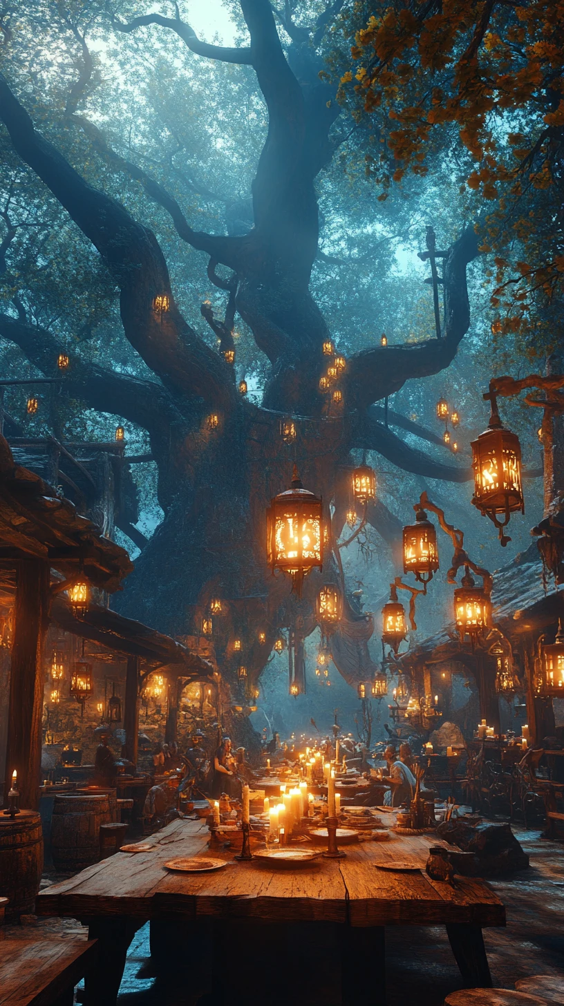 Taverne de la Forêt Enchantée et Festin Mythique au Crépuscule