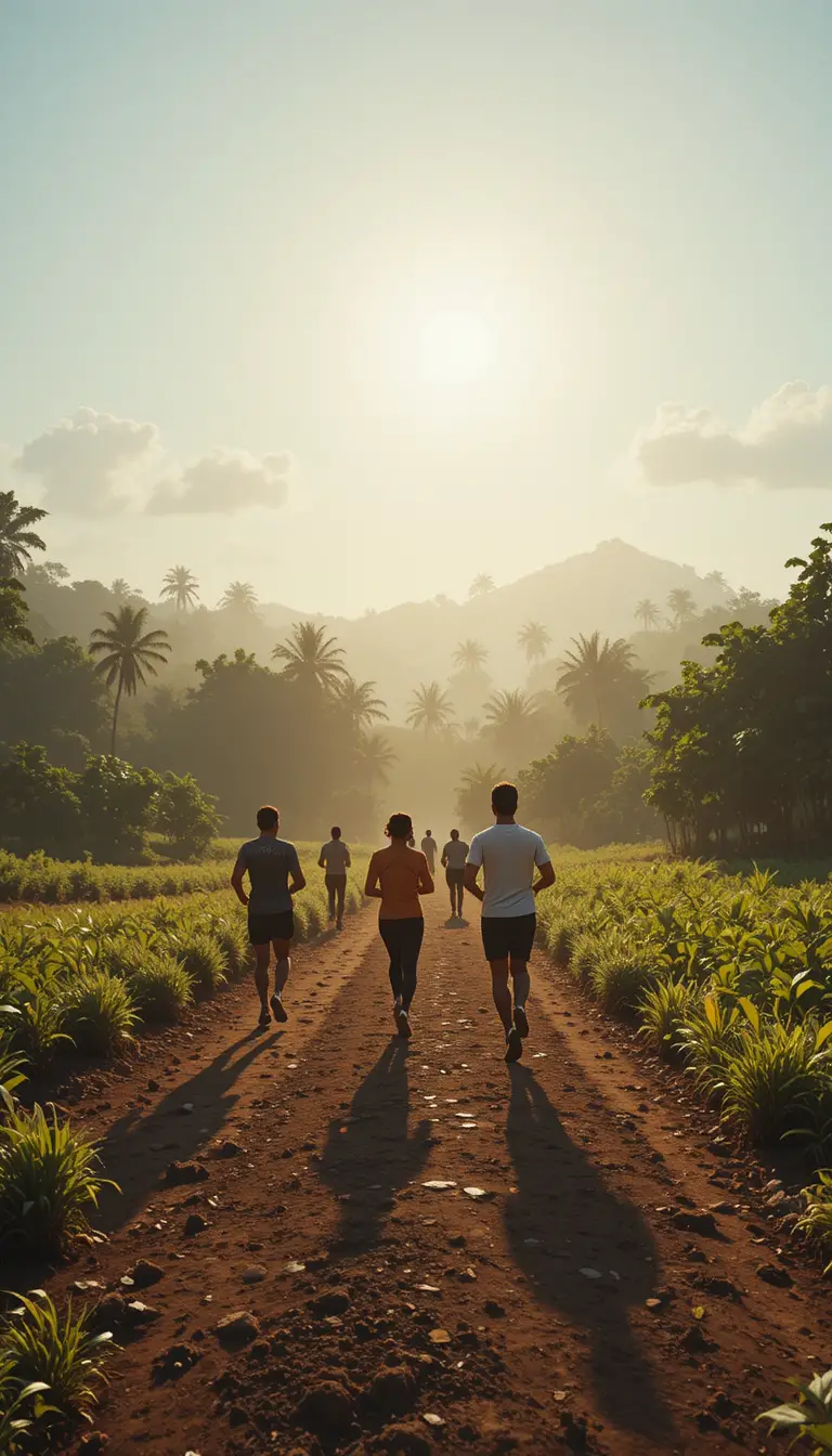 Morning joggers running on a Kerala outdoor track