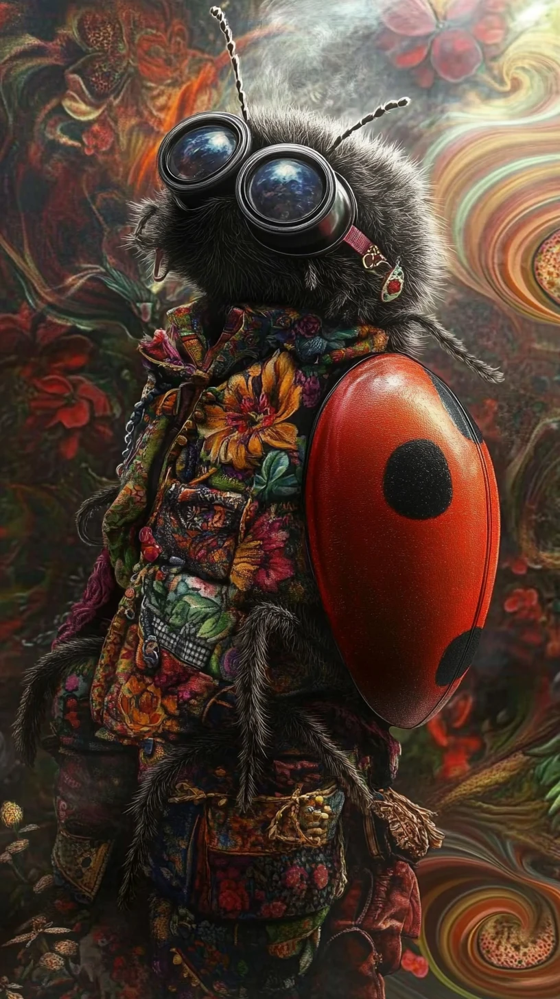 Coccinelle fantaisiste en veste patchwork bohème