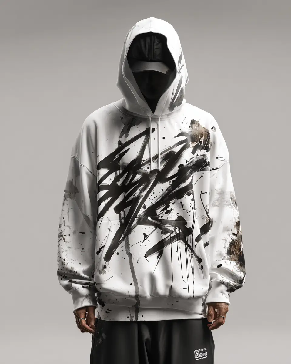 Dynamic abstract street art design for bold clothing