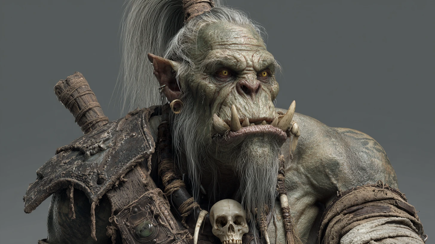 거대한 좀비 오크 전사의 풀 바디 3D 렌더