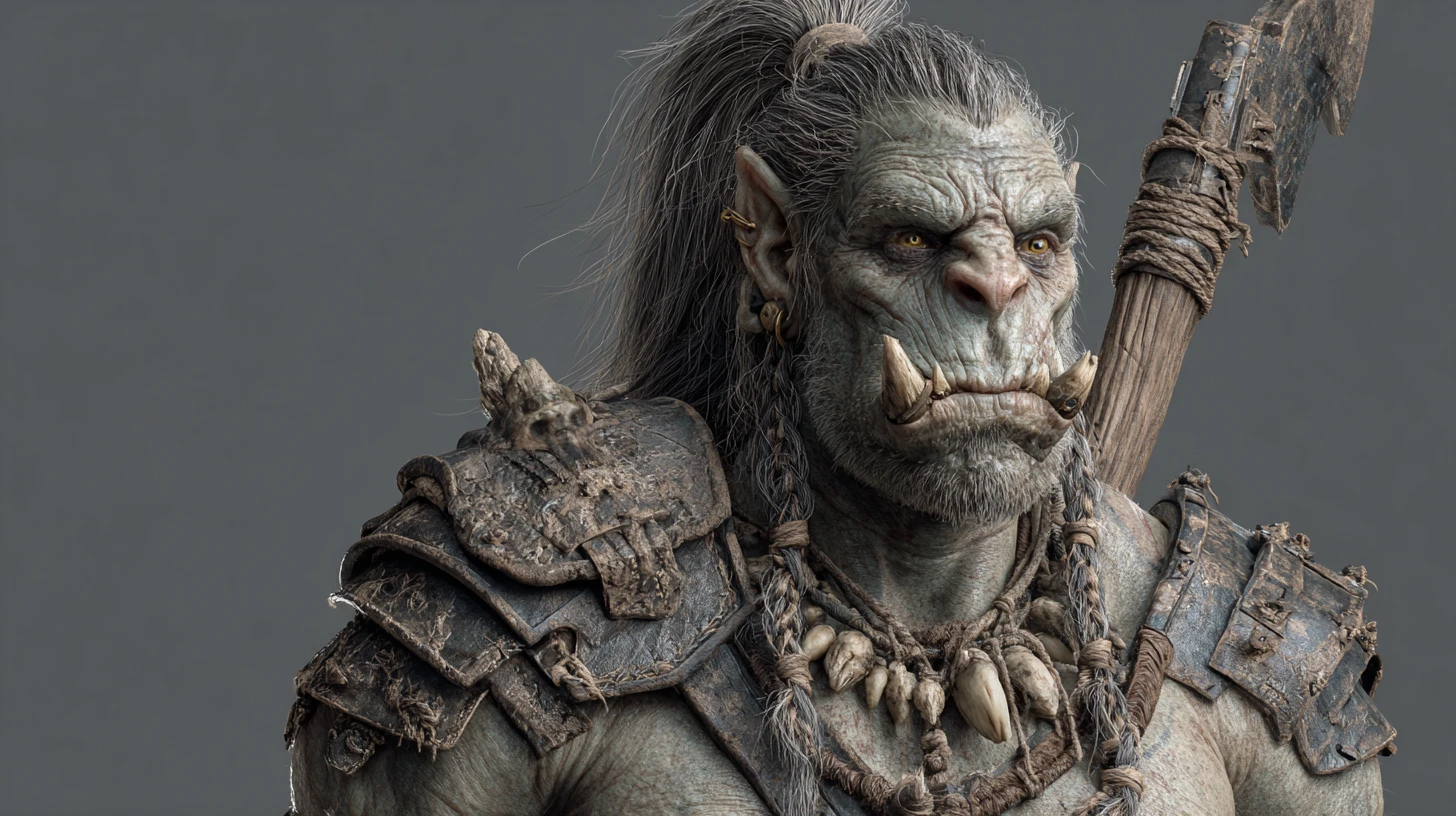 Ganzkörper-3D-Rendering eines gigantischen Zombie-Ork-Kriegers