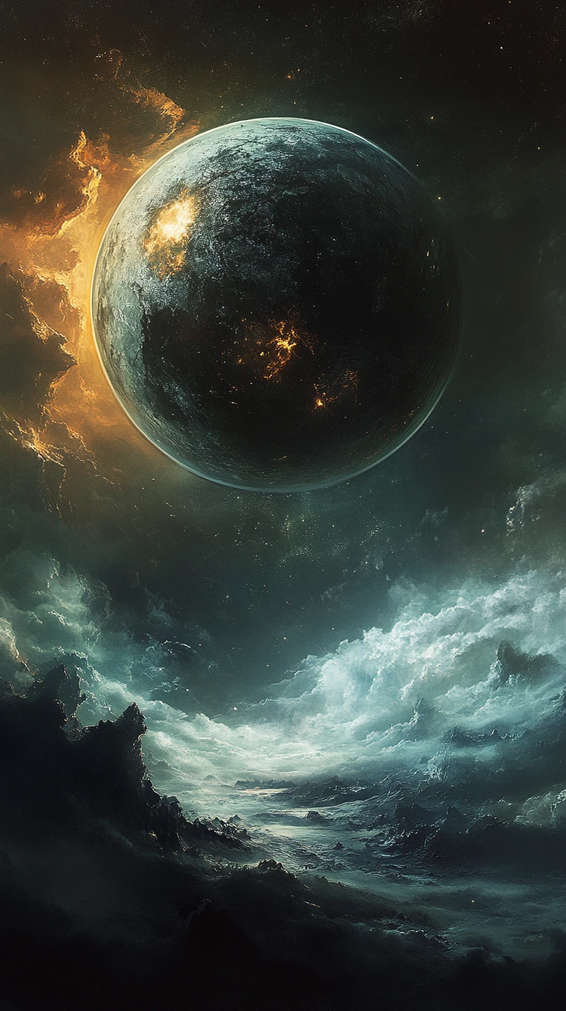 Earth floating within the vast solar system in space