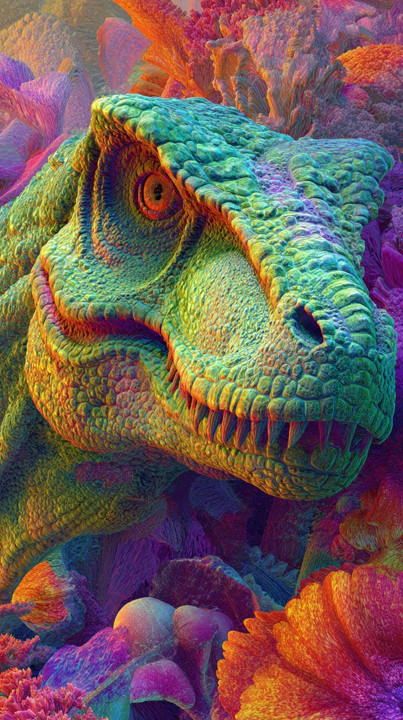 Dinossauros coloridos com variados traços e ninhos com ovos