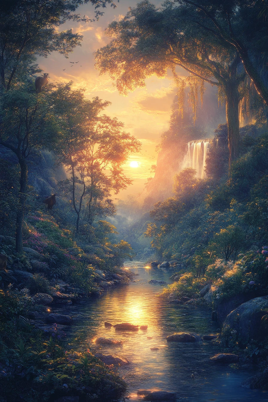 Peaceful dreamscape from dusk until returning light