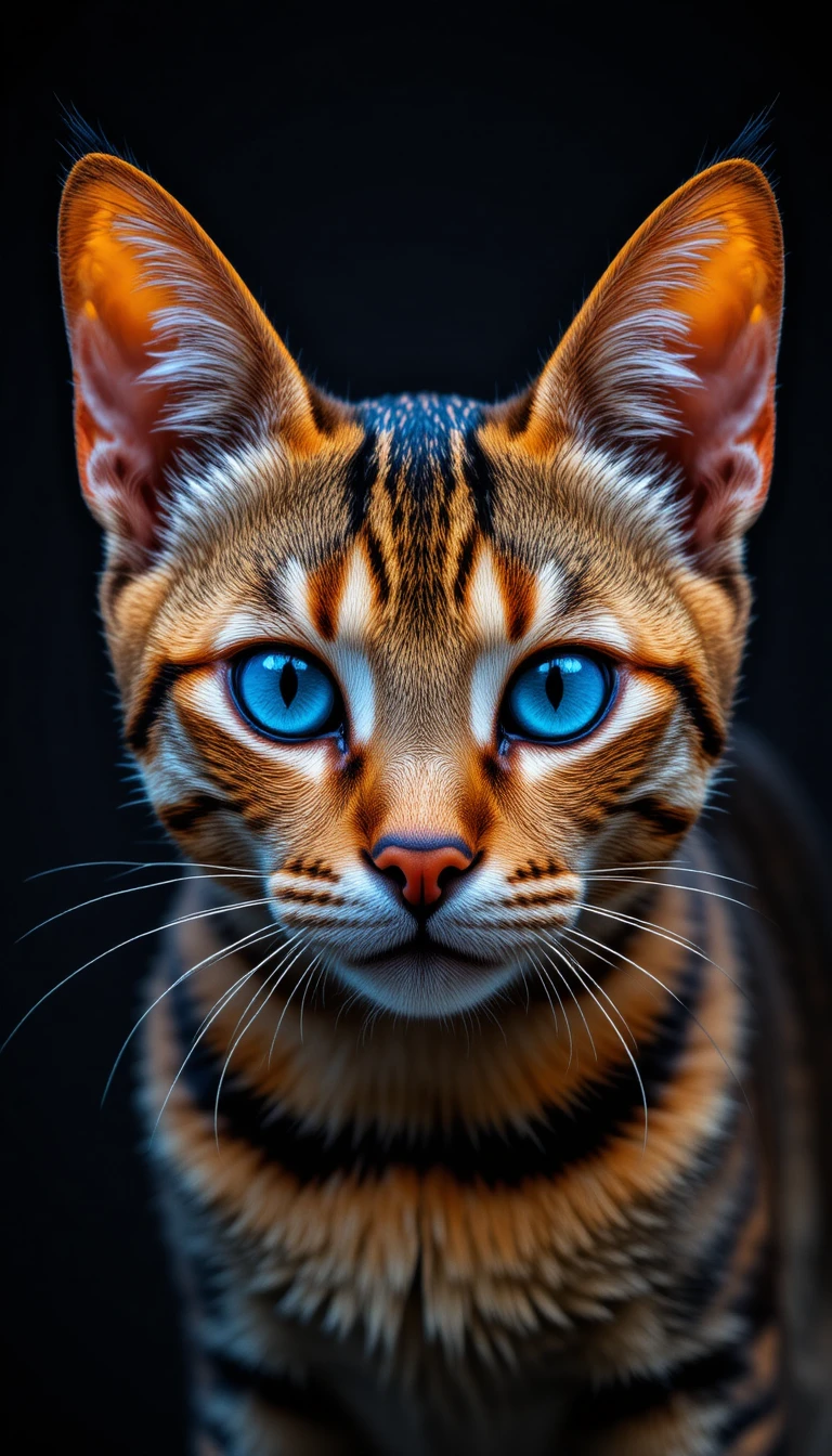 Illustration numérique en gros plan du visage d’un chat bengal