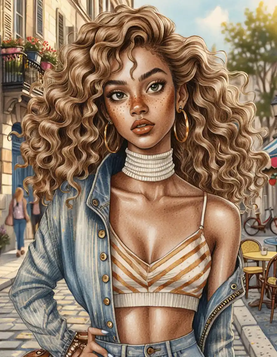 Stylish woman on a Paris street in warm afternoon light