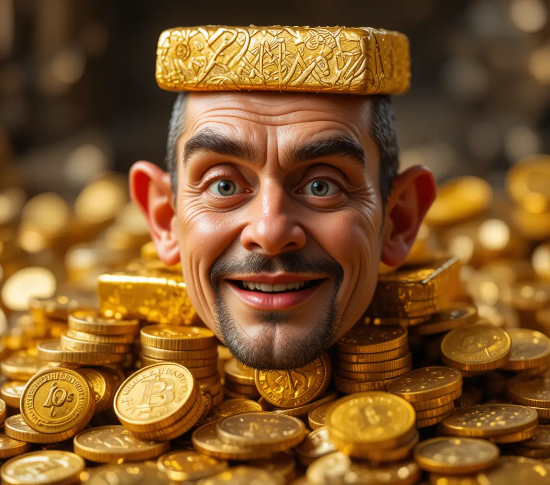 閃耀如寶藏般堆疊的黃金條與金幣特寫