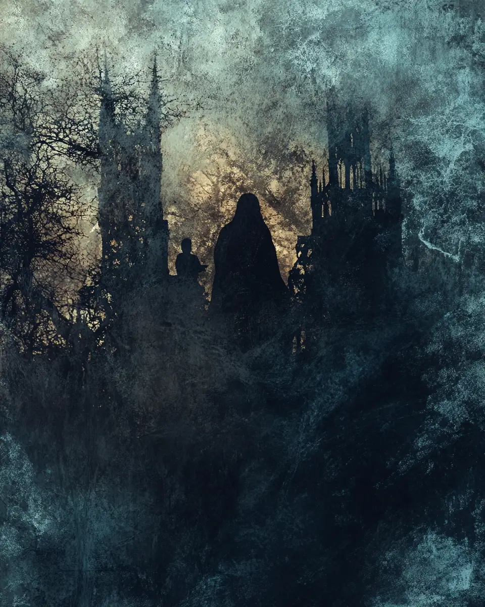 Abstract mosaic tribute to dark Brothers Grimm tales