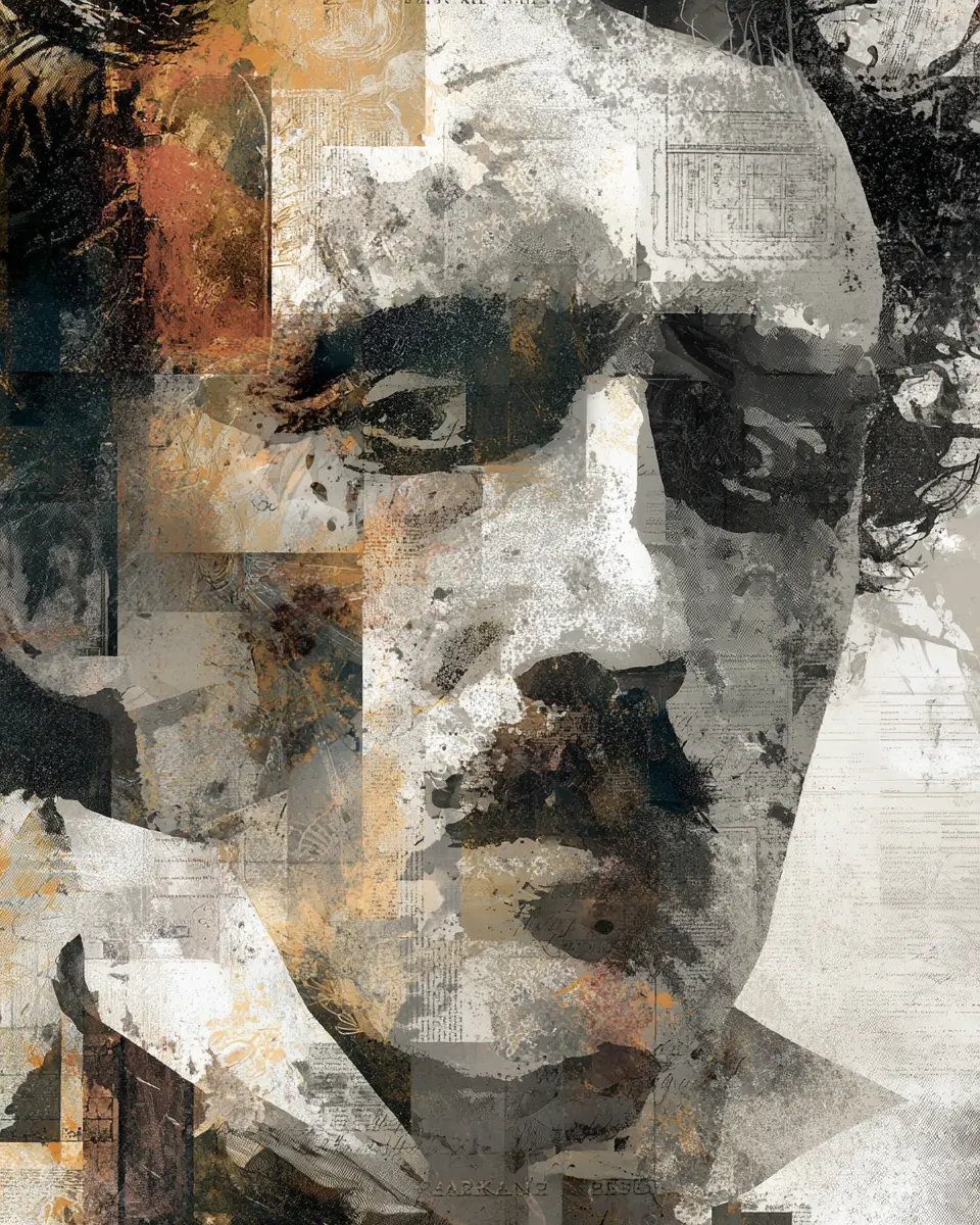 Abstract mosaic tribute to dark poetic imagery