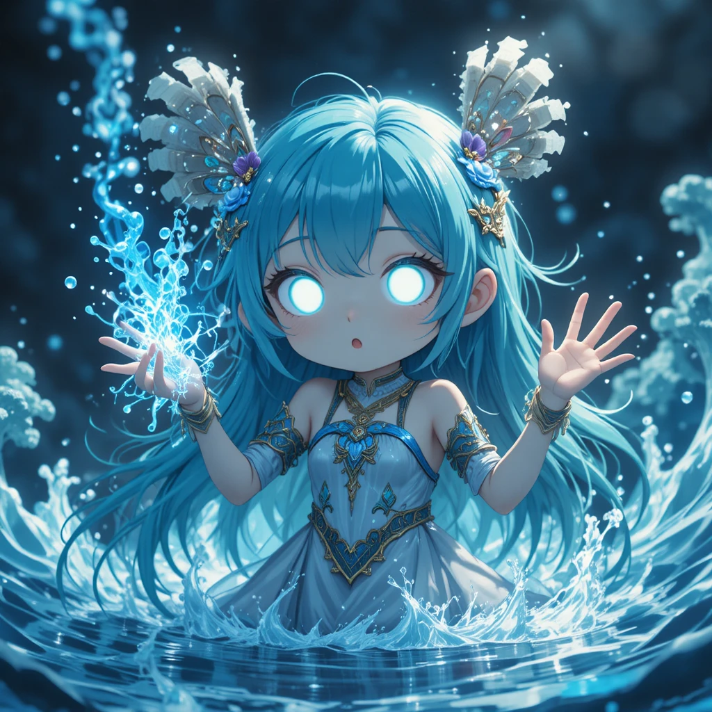 漂浮在神秘海洋中的動漫水系魔法少女