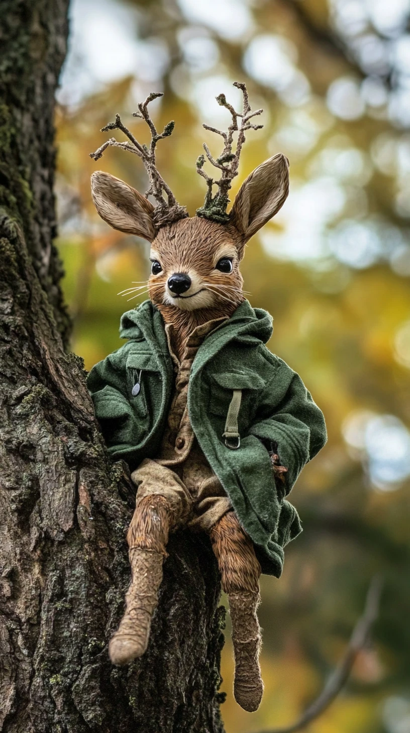 Chasseur de mouffettes en aquarelle sur un mirador dans la forêt