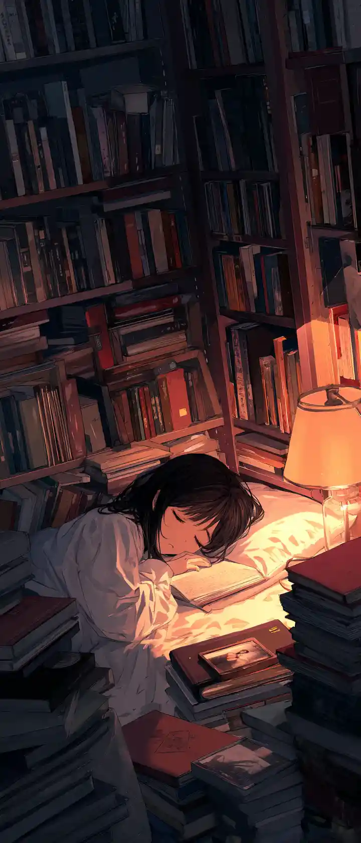 自分の隠された写真を見つけるアニメ司書