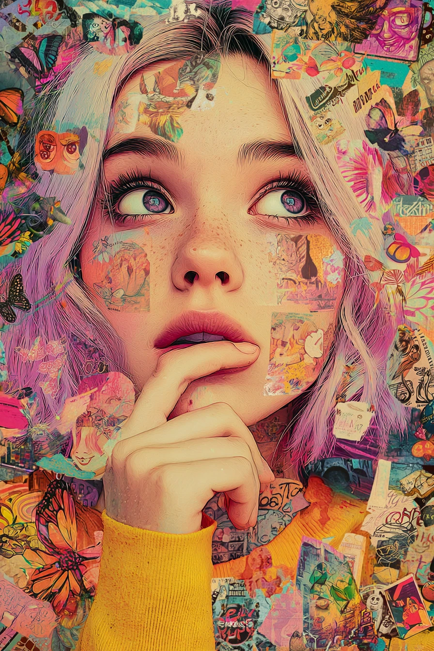 Süße Feenillustration mit funky, charmanten Kunstfarben