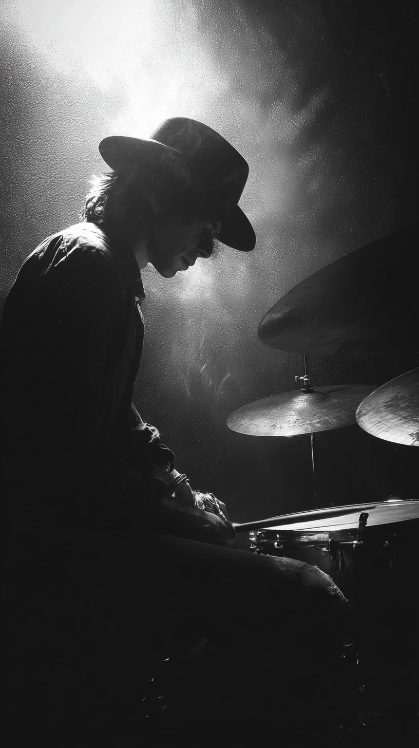 Baterista ouvindo um distante chamado de trompete pela tundra