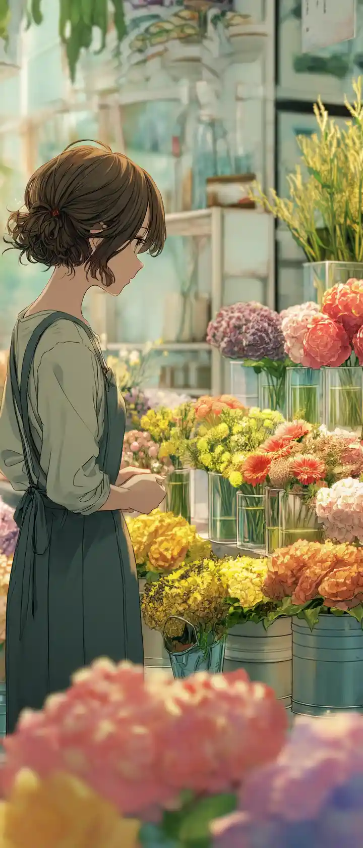 寧靜花店中的動漫花店店員與守護花朵