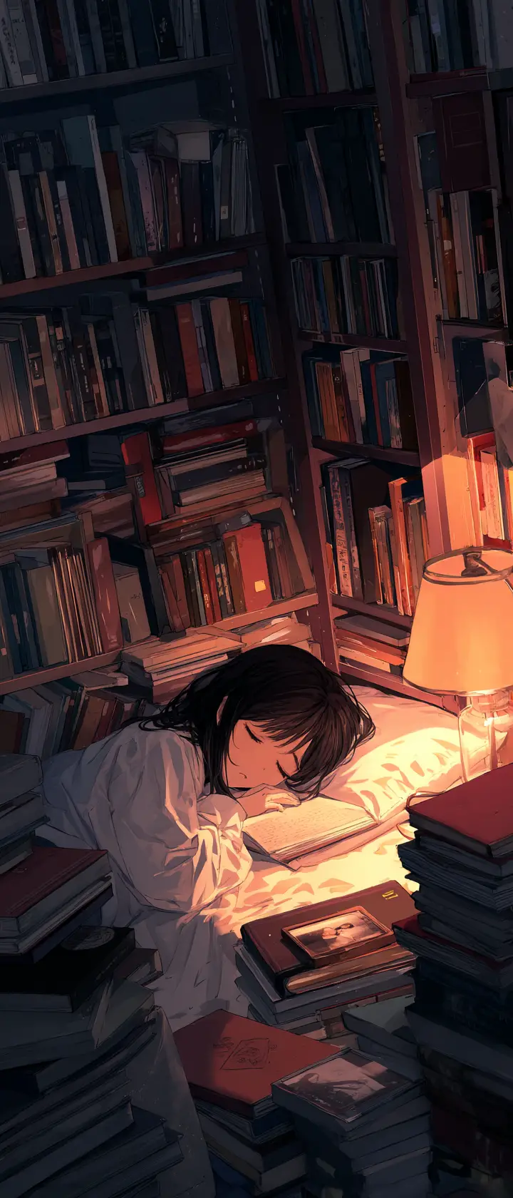 自分の隠された写真を見つけるアニメ司書