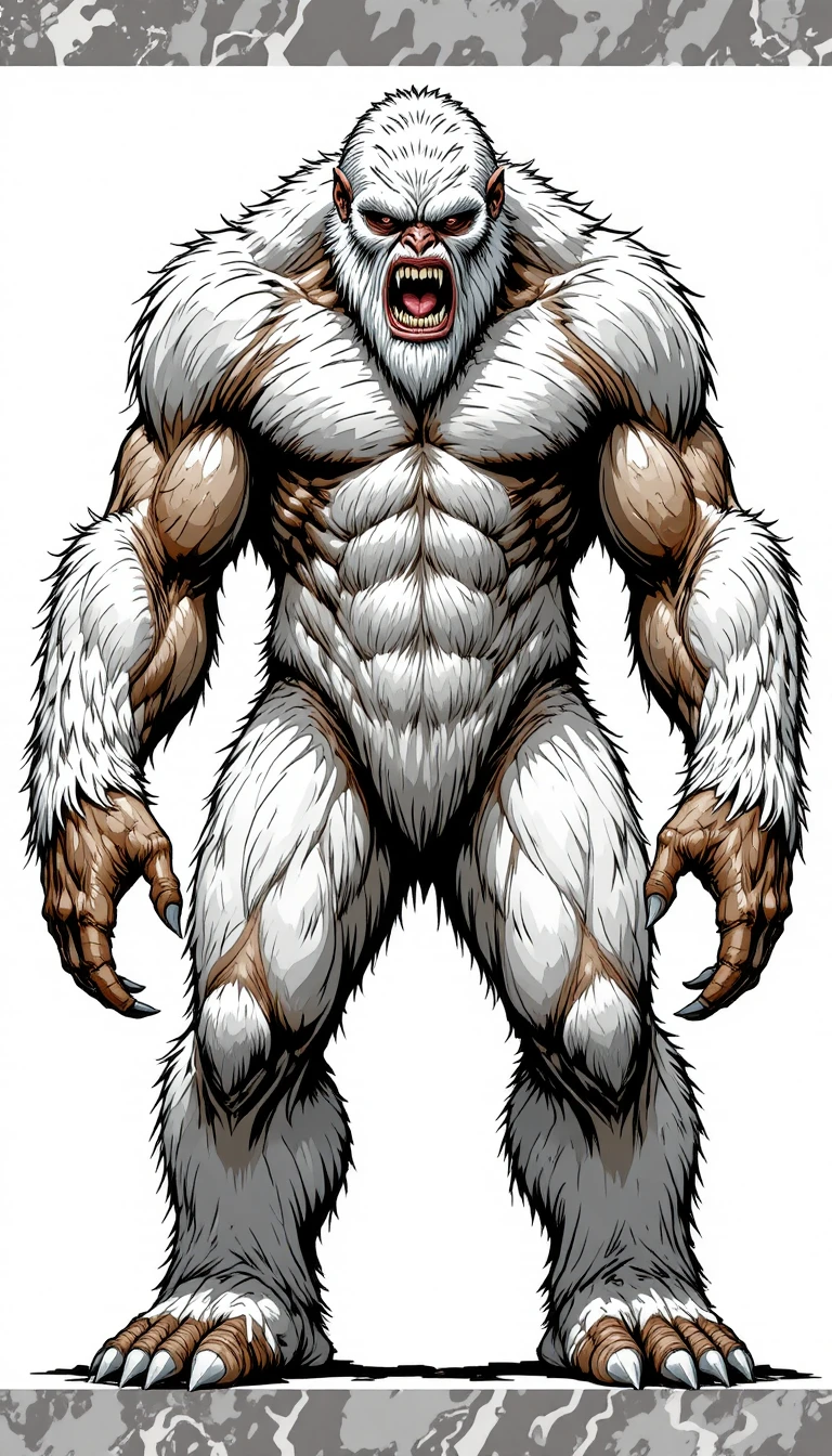 Monstro yeti musculoso em estilo de quadrinhos marcante de frente